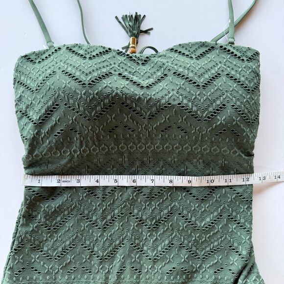 NWT La Blanca Salt Bandeau One-Piece Swimsuit w Removable Straps in Olive Sz 10 - Picture 15 of 16